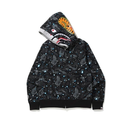 EM Sneakers BAPE Space Camo Shark Full Zip Double Hoodie Black 02