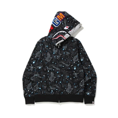 EM Sneakers BAPE Space Camo Shark Full Zip Double Hoodie Black 01