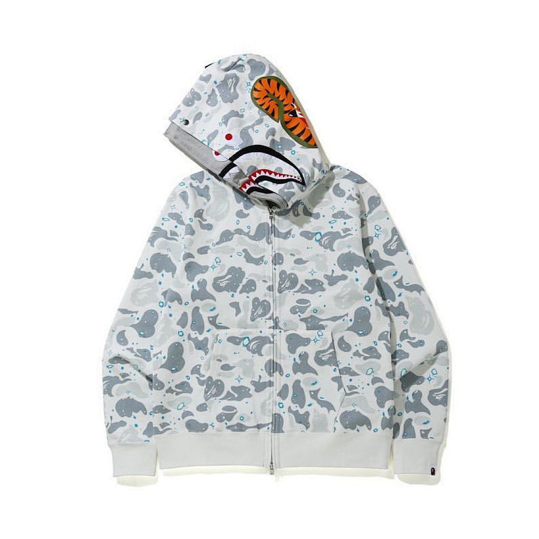EM Sneakers BAPE Space Camo Shark Full Zip Double Hoodie White