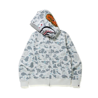 EM Sneakers BAPE Space Camo Shark Full Zip Double Hoodie White 02