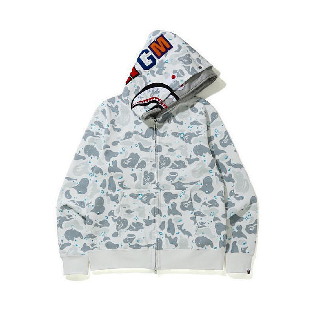 EM Sneakers BAPE Space Camo Shark Full Zip Double Hoodie White