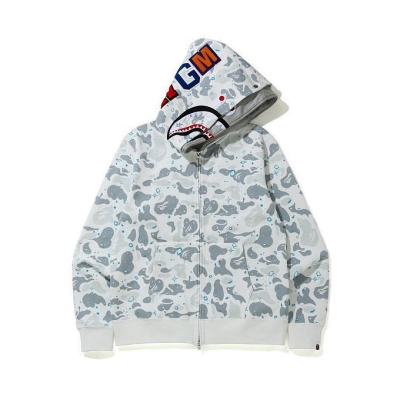 EM Sneakers BAPE Space Camo Shark Full Zip Double Hoodie White 01