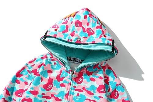 EM Sneakers BAPE Store Miami Shark Full Zip Double Hooded Hoodie Pink/Blue