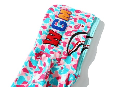 EM Sneakers BAPE Store Miami Shark Full Zip Double Hooded Hoodie Pink/Blue