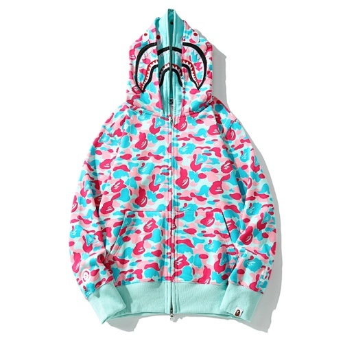 EM Sneakers BAPE Store Miami Shark Full Zip Double Hooded Hoodie Pink/Blue