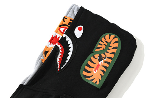 EM Sneakers BAPE Tiger Head Double Hood Camouflage Patchwork Hoodie