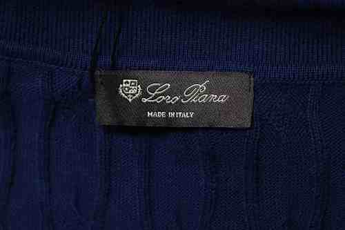 EM Sneakers Loro Piana LP Cable-Knit Short-Sleeve Polo Shirt Navy