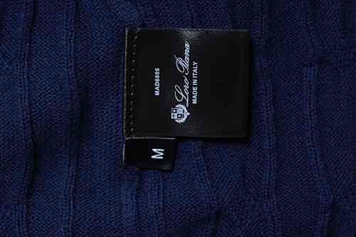 EM Sneakers Loro Piana LP Cable-Knit Short-Sleeve Polo Shirt Navy