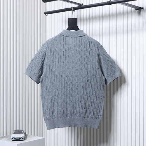 EM Sneakers Loro Piana LP Cable-Knit Short-Sleeve Polo Shirt Gray