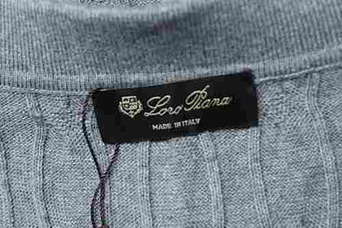 EM Sneakers Loro Piana LP Cable-Knit Short-Sleeve Polo Shirt Gray