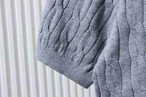 EM Sneakers Loro Piana LP Cable-Knit Short-Sleeve Polo Shirt Gray