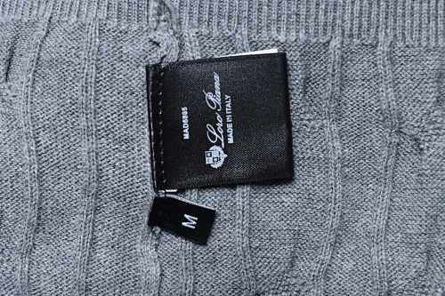 EM Sneakers Loro Piana LP Cable-Knit Short-Sleeve Polo Shirt Gray