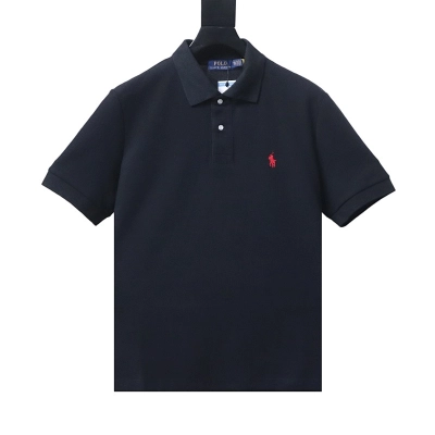 EM Sneakers Ralph Lauren Logo Embroidered Polo Shirt Black-Red Logo 01