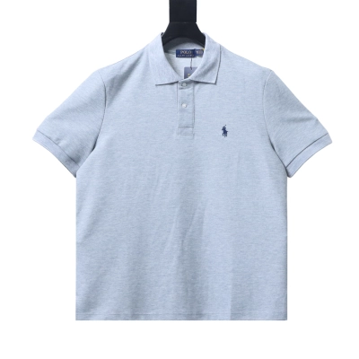 EM Sneakers Ralph Lauren Logo Embroidered Polo Shirt Gray-Navy Logo 01