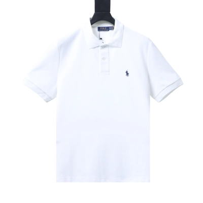 EM Sneakers Ralph Lauren Logo Embroidered Polo Shirt White-Navy Logo 01