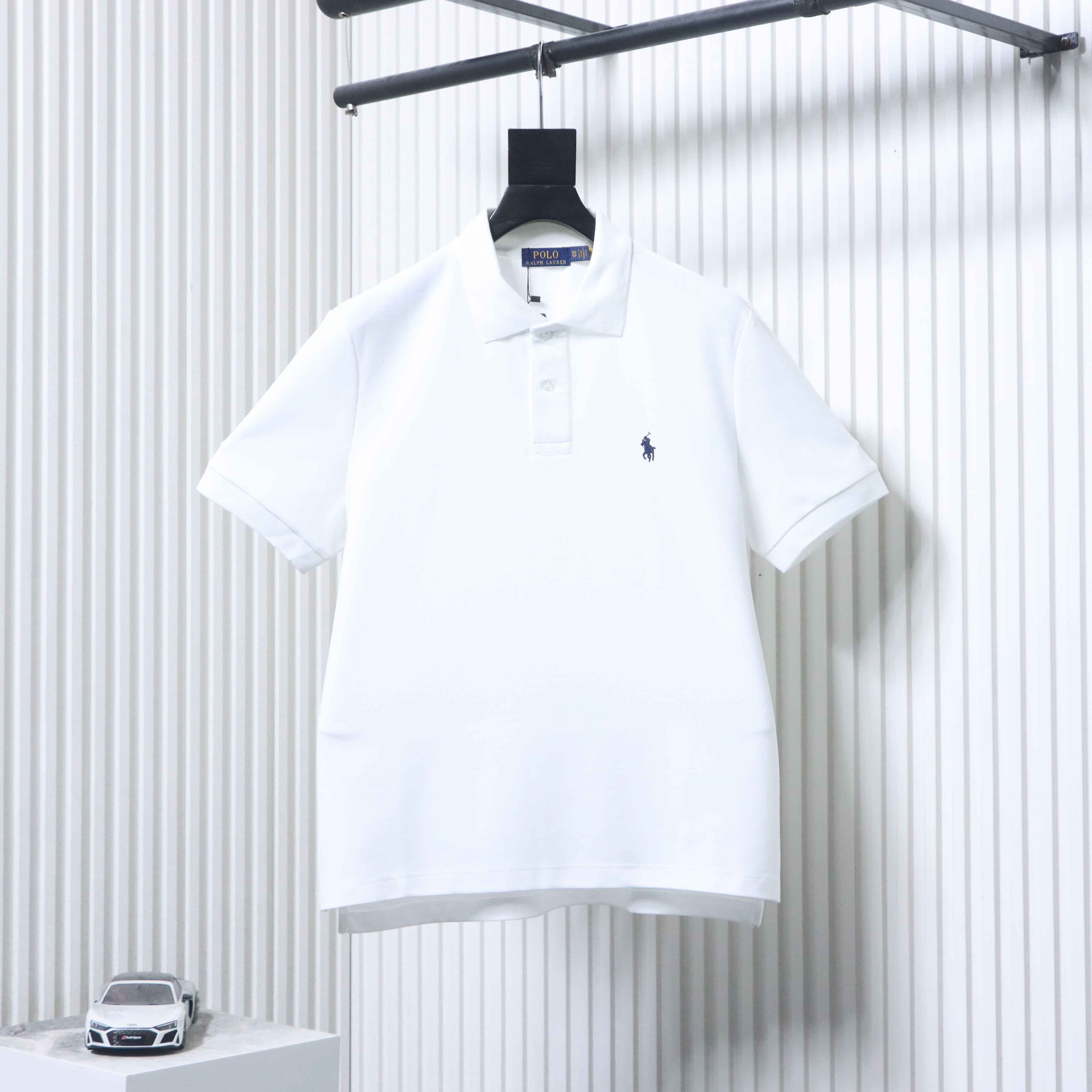 EM Sneakers Ralph Lauren Logo Embroidered Polo Shirt White-Navy Logo