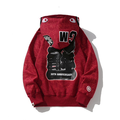 EM Sneakers BAPE 30th Anniversary Line Camo Shark Full Zip Hoodie Red