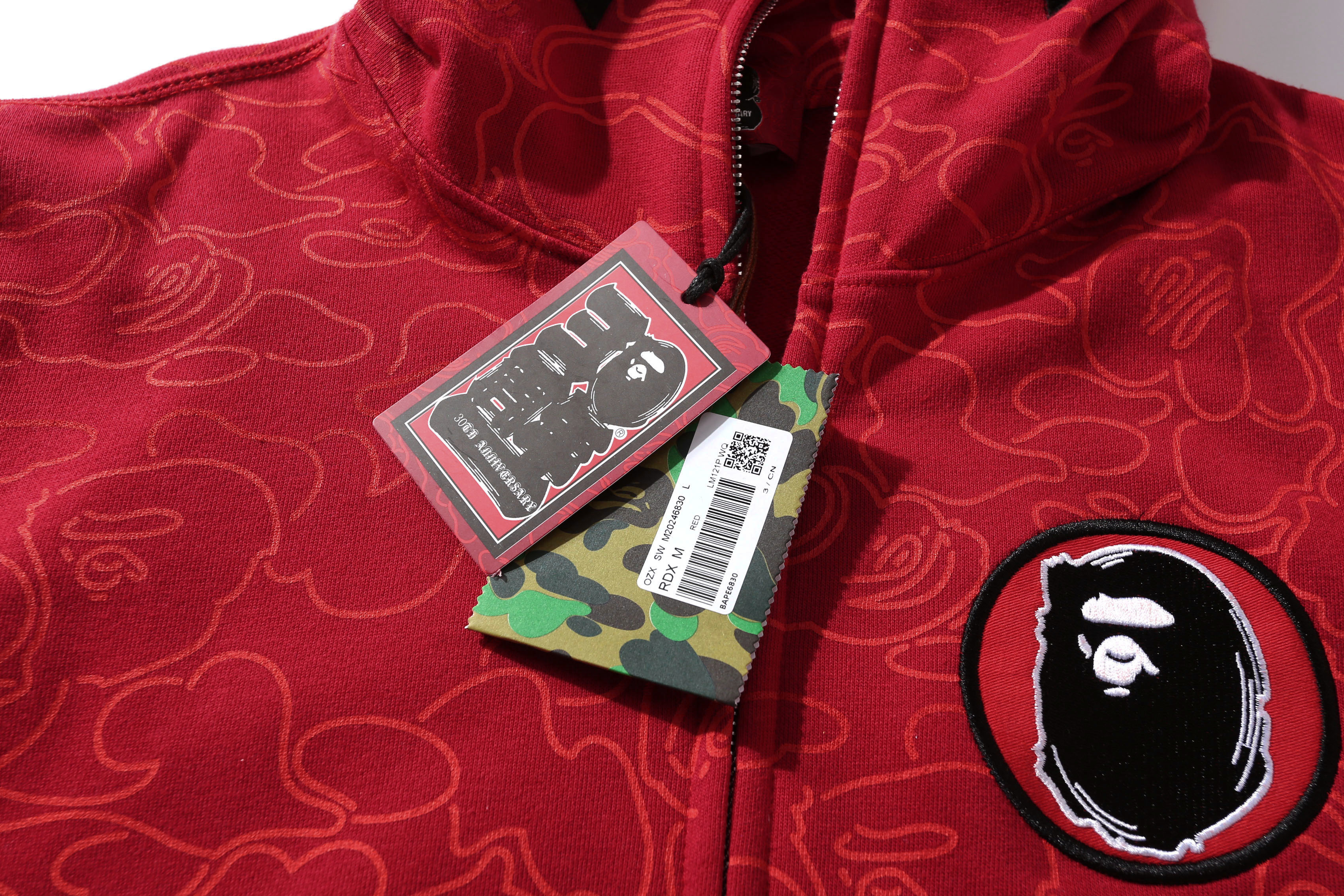 EM Sneakers BAPE 30th Anniversary Line Camo Shark Full Zip Hoodie Red