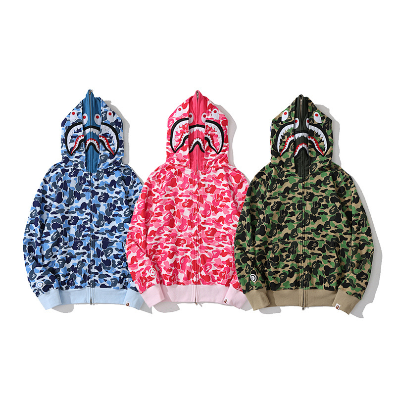EM Sneakers BAPE ABC Camo Double Shark Full Zip Hoodie (FW23) Blue /Pink /Green