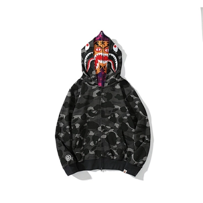 EM Sneakers Bape Color Camo Tiger Shark Wide Full Zip Double Hoodie Black (SS21) 02