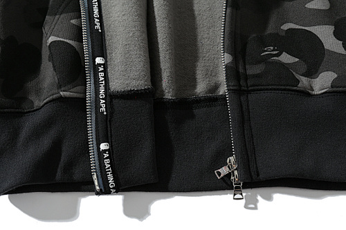 EM Sneakers Bape Color Camo Tiger Shark Wide Full Zip Double Hoodie Black (SS21)