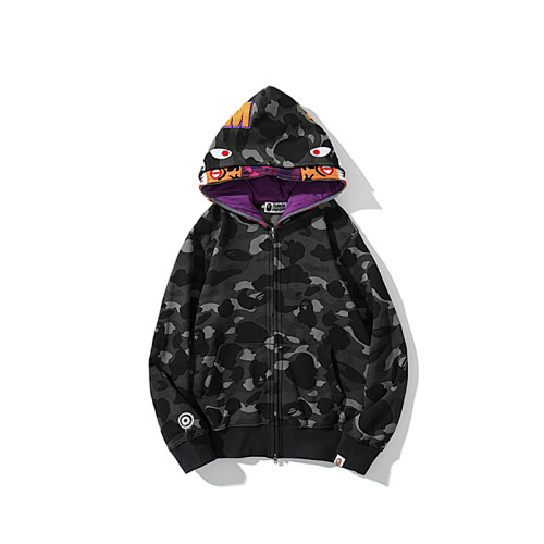 EM Sneakers Bape Color Camo Tiger Shark Wide Full Zip Double Hoodie Black (SS21)