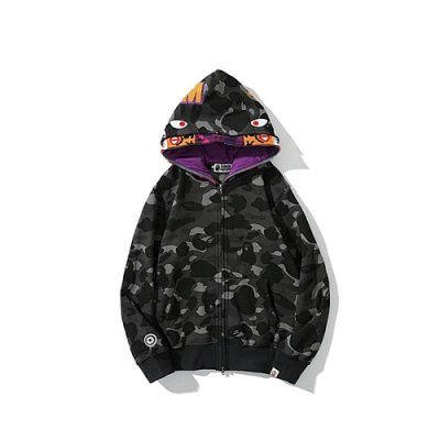 EM Sneakers Bape Color Camo Tiger Shark Wide Full Zip Double Hoodie Black (SS21) 01