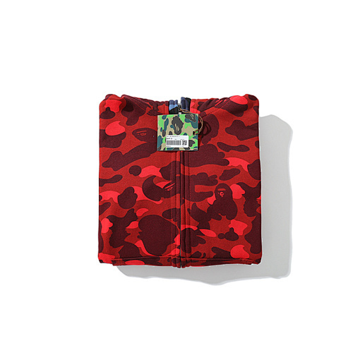 EM Sneakers Bape Color Camo Tiger Shark Wide Full Zip Double Hoodie Red(SS21)