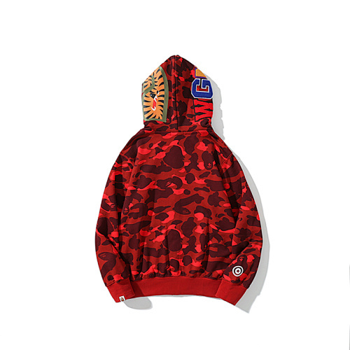 EM Sneakers Bape Color Camo Tiger Shark Wide Full Zip Double Hoodie Red(SS21)