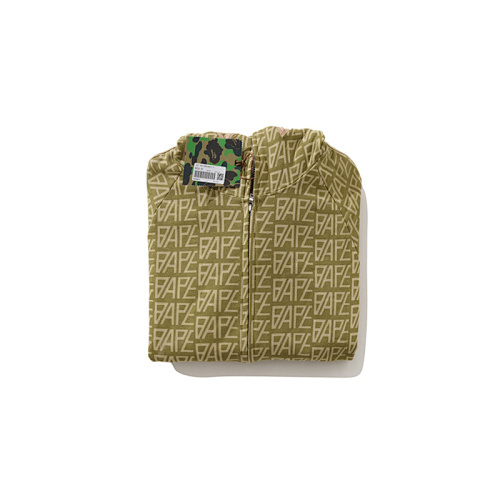 EM Sneakers BAPE Logo Monogram Velour Shark Full Zip Hoodie Beige