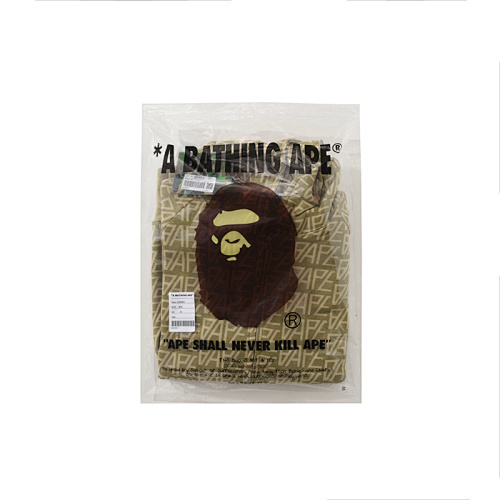 EM Sneakers BAPE Logo Monogram Velour Shark Full Zip Hoodie Beige