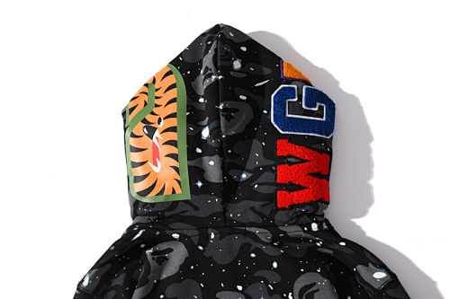 EM Sneakers BAPE Space Camo Shark Full Zip Double Hoodie Black