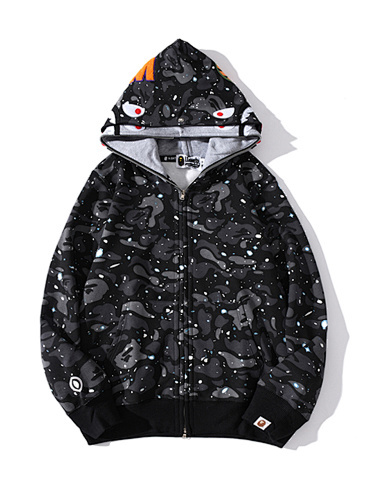 EM Sneakers BAPE Space Camo Shark Full Zip Double Hoodie Black