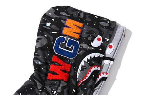 EM Sneakers BAPE Space Camo Shark Full Zip Double Hoodie Black