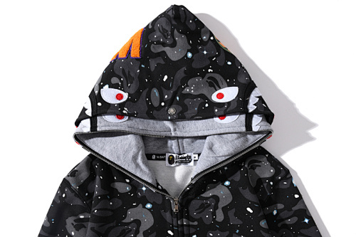 EM Sneakers BAPE Space Camo Shark Full Zip Double Hoodie Black