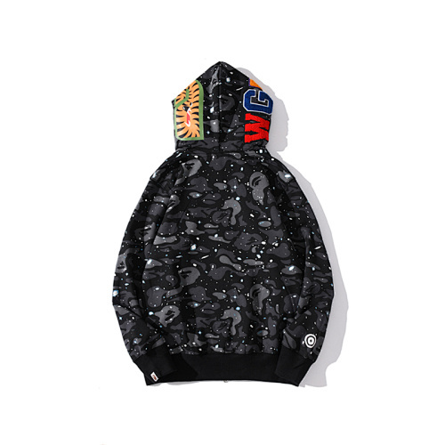 EM Sneakers BAPE Space Camo Shark Full Zip Double Hoodie Black