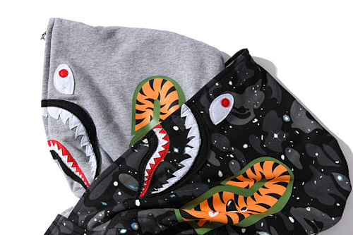 EM Sneakers BAPE Space Camo Shark Full Zip Double Hoodie Black