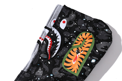 EM Sneakers BAPE Space Camo Shark Full Zip Double Hoodie Black