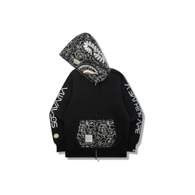 EM Sneakers BAPE x Hajime Sorayama Shark Full Zip Hoodie Black 01