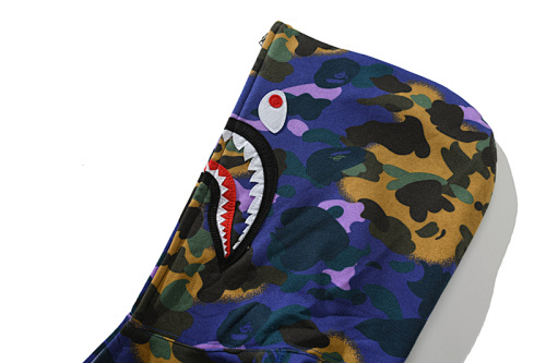 EM Sneakers BAPE x Heron Preston Mix 1st Camo Shark Relaxed Fit Full Zip Hoodie Purple