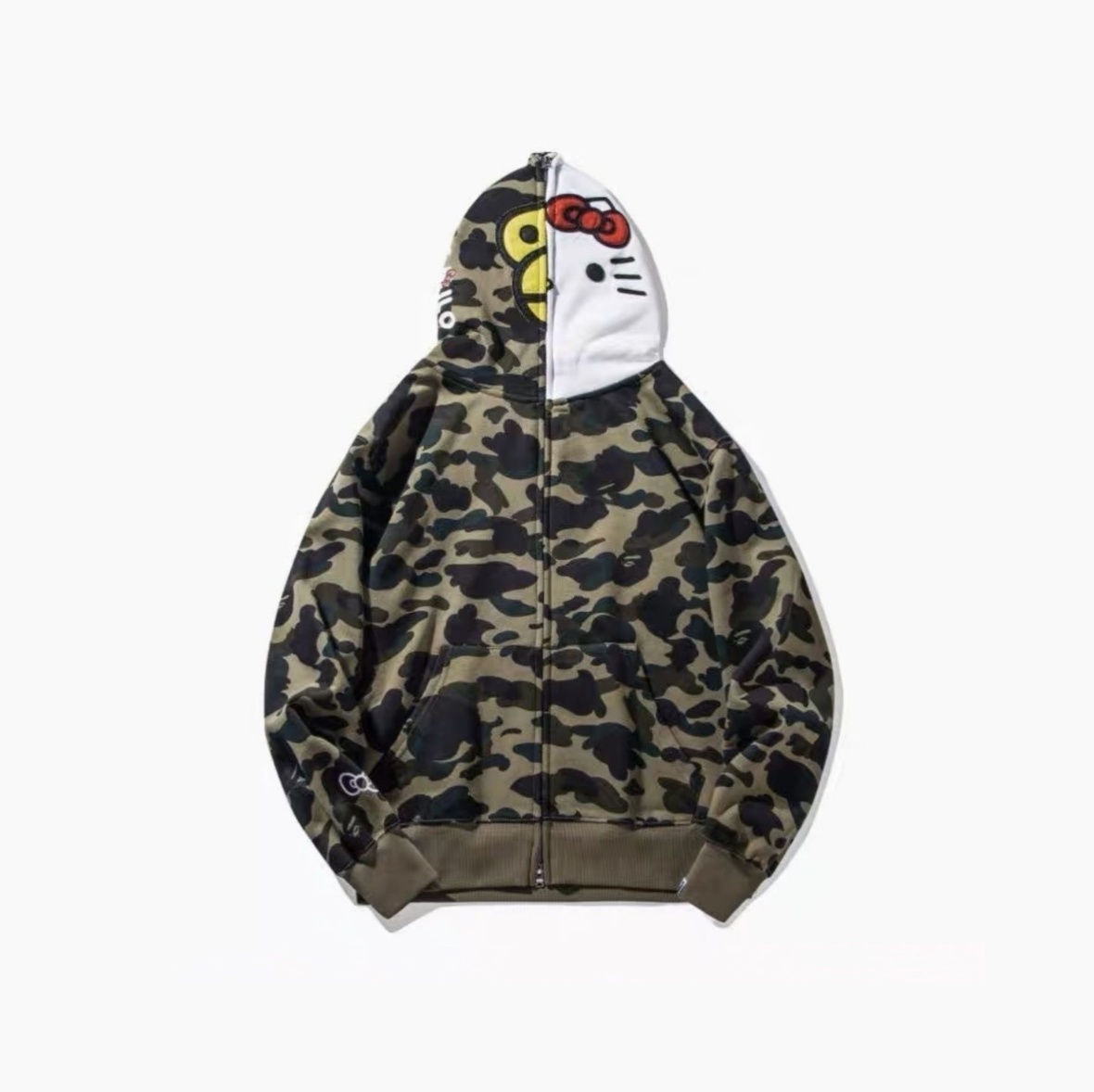 EM Sneakers BAPE x Sanrio Hello Kitty Milo Split Face 1st Camo Full Zip Hoodie