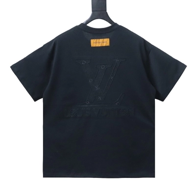 EM Sneakers Louis Vuitton 25ss Logo 3D Embroidered T-shirt Black 02