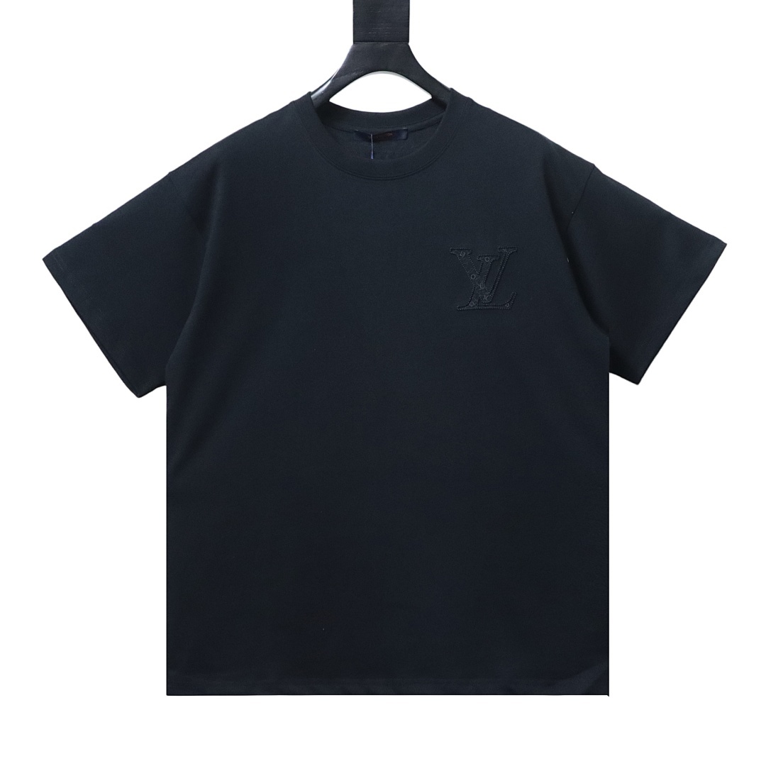 EM Sneakers Louis Vuitton 25ss Logo 3D Embroidered T-shirt Black