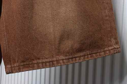 EM Sneakers Louis Vuitton Embroidered Signature Pleated Jean Shorts Brown