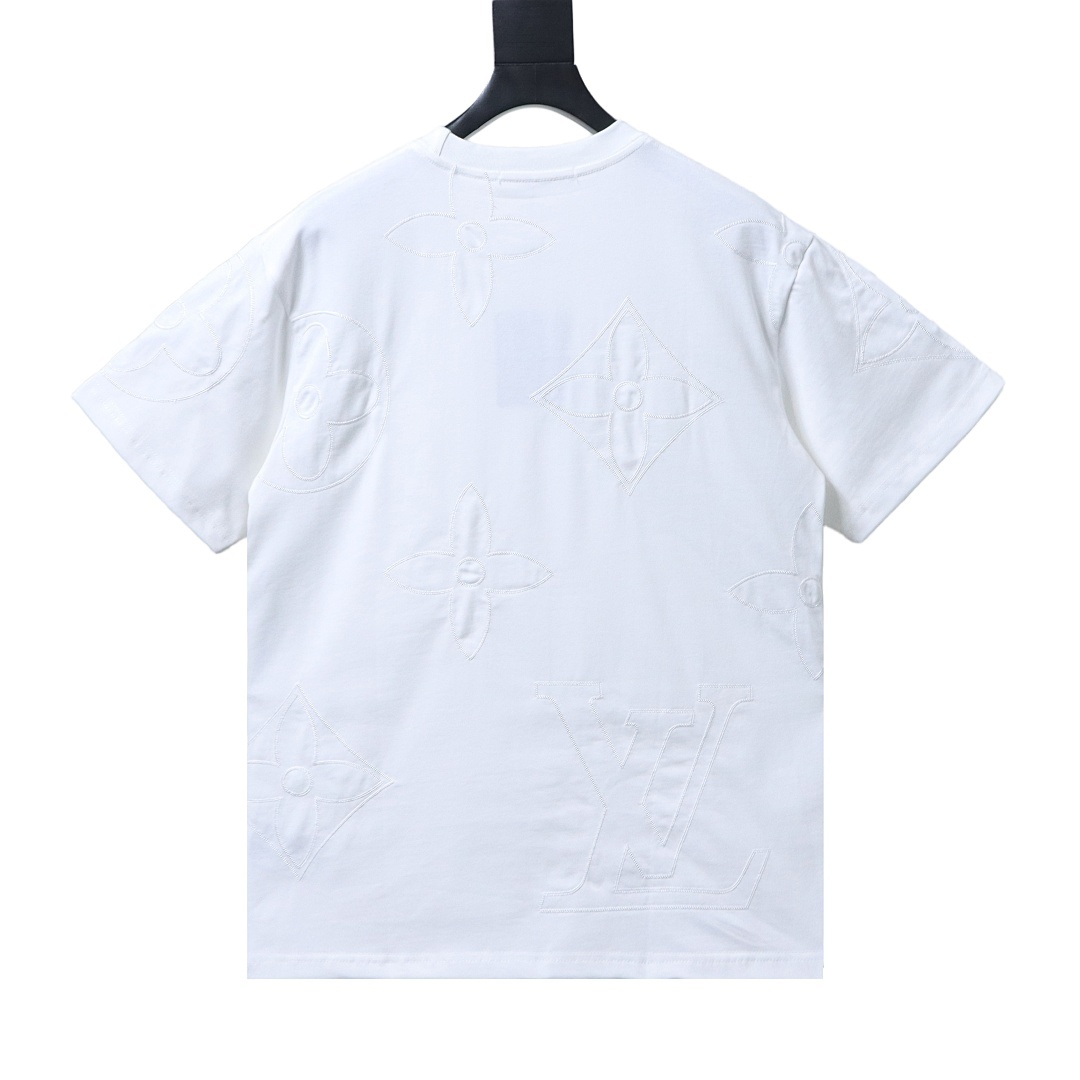 EM Sneakers Louis Vuitton Embroidered Tricolor Logo T-shirt White