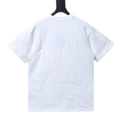 EM Sneakers Louis Vuitton Embroidered Tricolor Logo T-shirt White 02