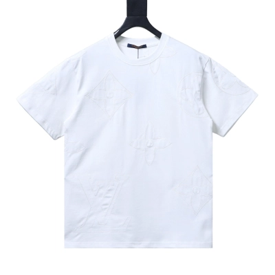 EM Sneakers Louis Vuitton Embroidered Tricolor Logo T-shirt White 01