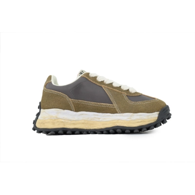 EM Sneakers Maison Mihara Yasuhiro Larry OG Sole Vintage Mix Material Low Grey Brown NO.307 02