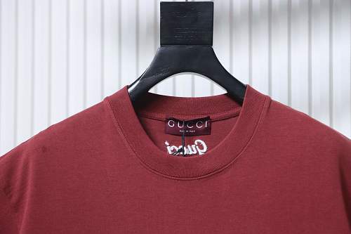 EM Sneakers Gucci Minimalist Letter Print Embroidered Logo T-shirt Burgundy