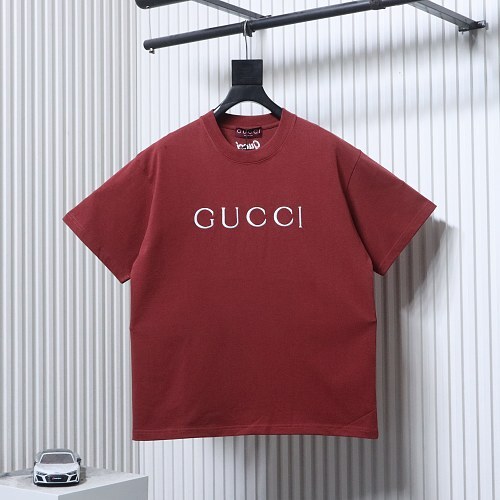 EM Sneakers Gucci Minimalist Letter Print Embroidered Logo T-shirt Burgundy